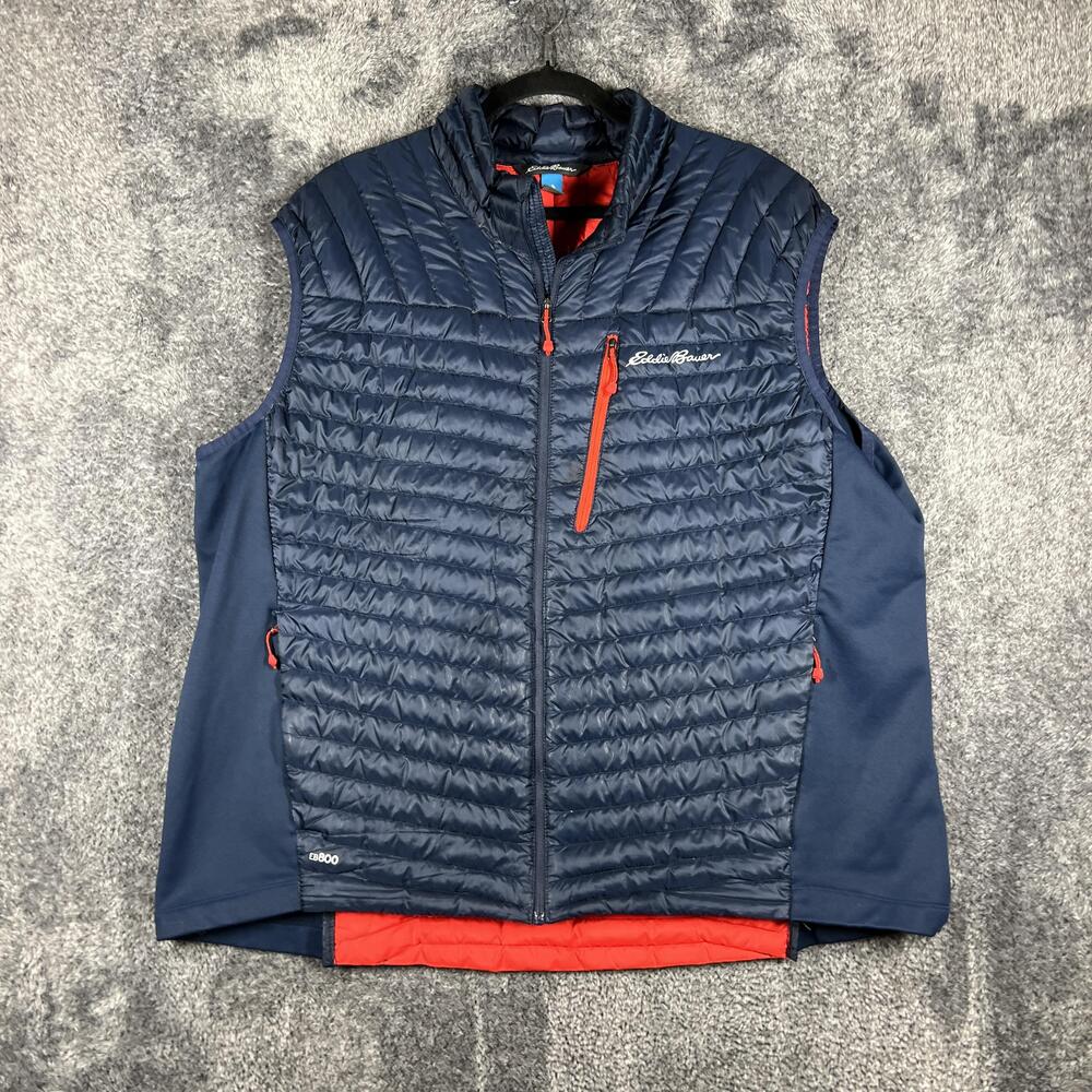 Eddie Bauer Vest Mens 2XL Blue Puffer Insulated Full Zip First Ascent EB800